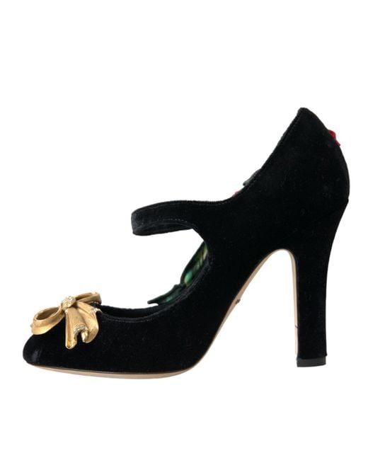 Dolce & Gabbana Multicolor Roses Crystal Brooch Mary Jane Shoes