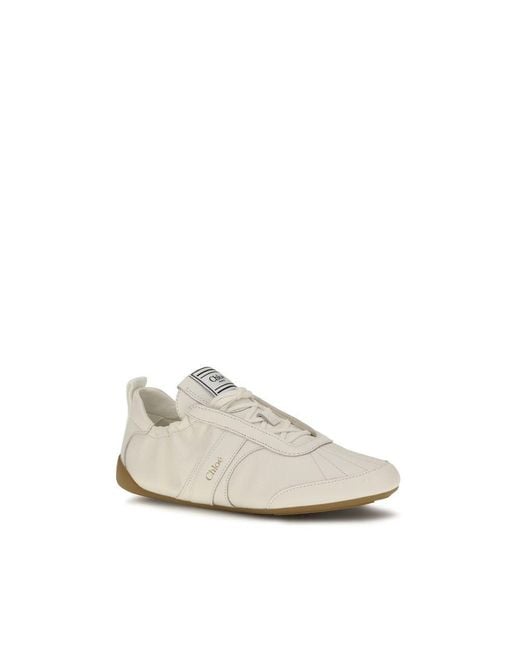 Chloé White Beige Fabric Athletic Sneakers