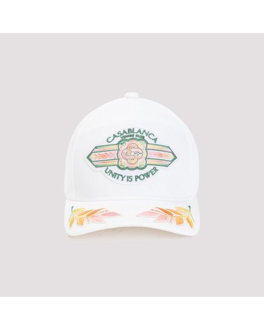 Casablancabrand White Cotton Baseball Logo Cap for men