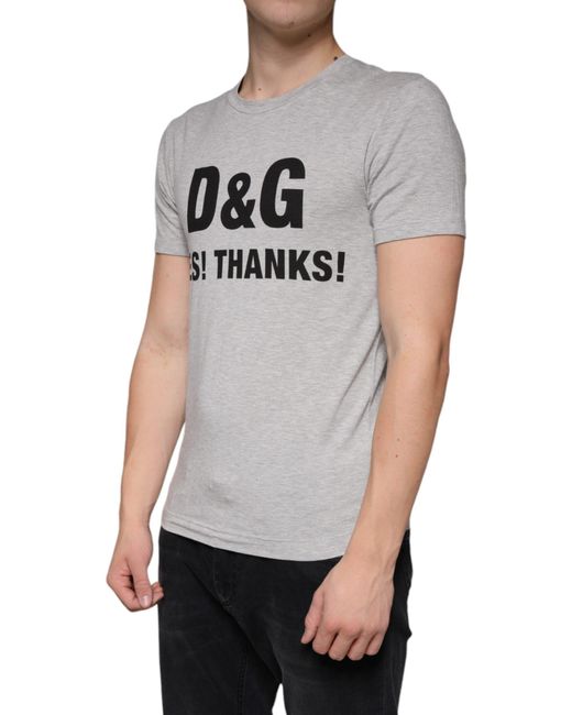 Dolce & Gabbana Gray Logo Print Crewneck Short Sleeve T-Shirt for men