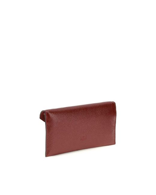 Pinko Red Bordeaux Calf Leather Bos Taurus Clutch Bag
