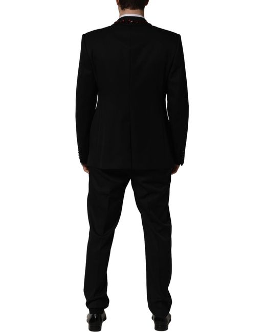 Dolce & Gabbana Black Crystal Embellished 2 Piece Suit for men