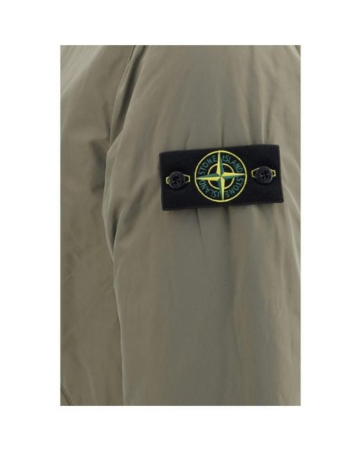 Stone Island Green Bicolor Polyester Shell Jacket for men