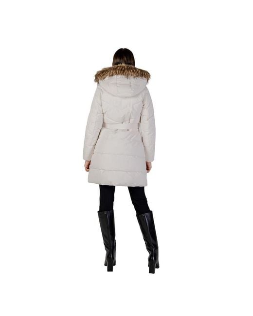 Guess Gray Cream Polyester Coat
