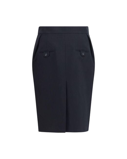 Magda Butrym Blue Black Cotton Midi Skirt