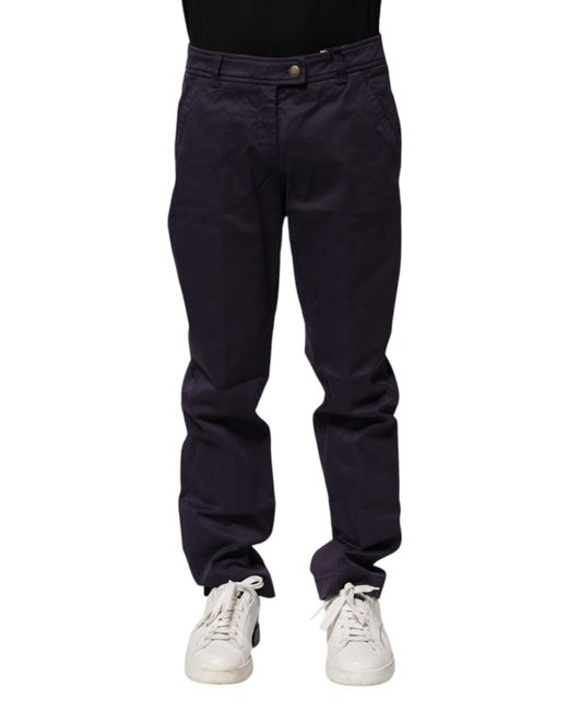 Incotex Blue Dark Purple Mid Waist Casual Straight Pants for men
