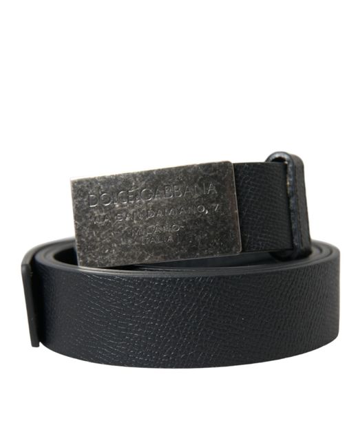 Dolce & Gabbana Black Elegant Calf Leather Belt With Metal Buckle for men