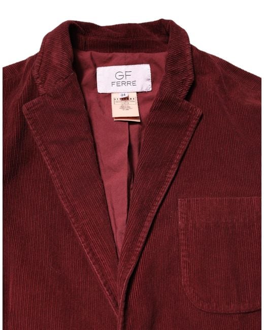 Gianfranco Ferré Purple Maroon Corduroy Regular Fit Men Coat Blazer Jacket for men