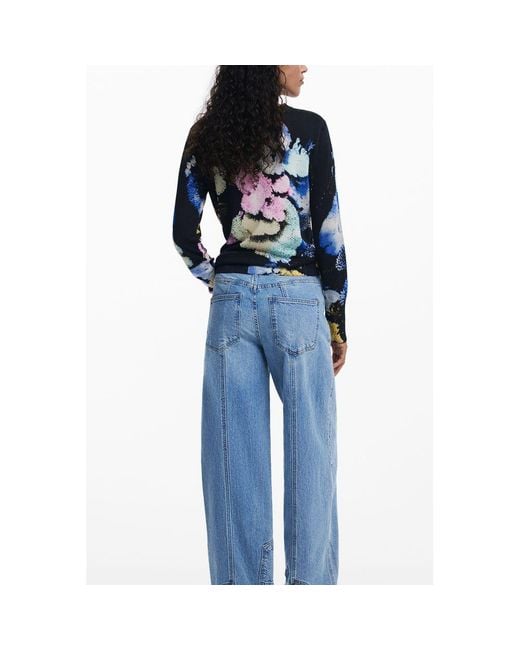 Desigual Blue Linen Sweater