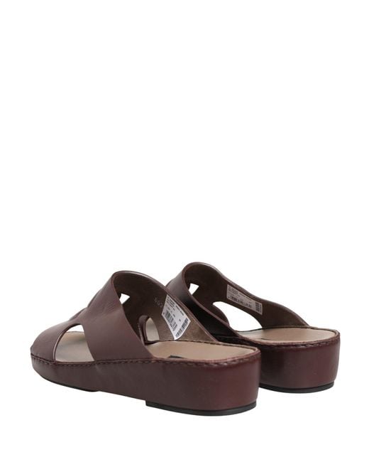 Dolce & Gabbana Brown Maroon Leather Cutout Dg Logo Sandals Shoes