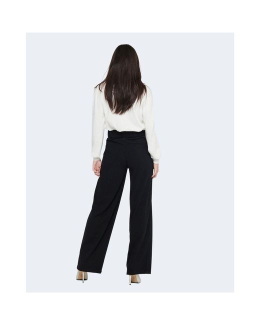 Jacqueline De Yong Blue Black Polyester Casual Pants