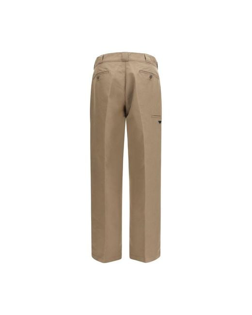 Prada Natural Brown Cotton Casual Pants for men