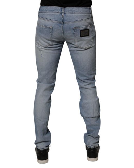 Dolce & Gabbana Blue Slim Fit Distressed Jeans for men