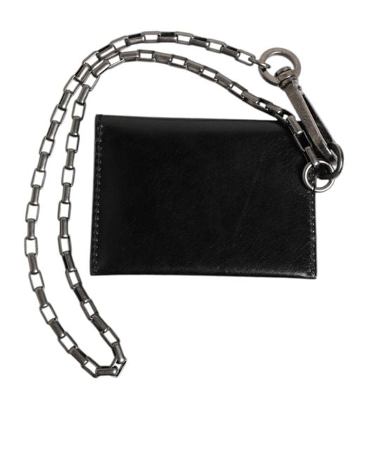 Dolce & Gabbana Cavallo Leather Wallet Chain Snap Bifold Card