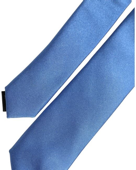 Dolce & Gabbana Men Blue 100% Silk Satin Adjustable Tied Necktie Tie for men