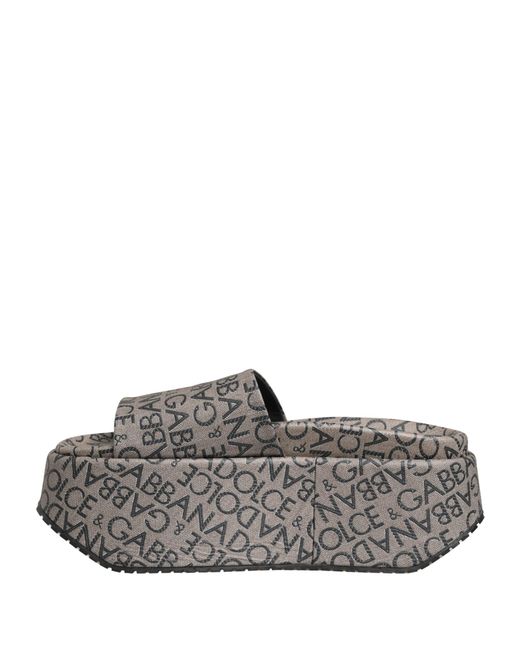Dolce & Gabbana Gray Leather Monogram Logo Sandals Shoes for men
