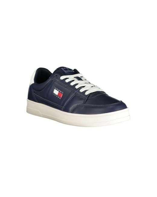 Tommy Hilfiger Blue Leather Men Sneaker for men