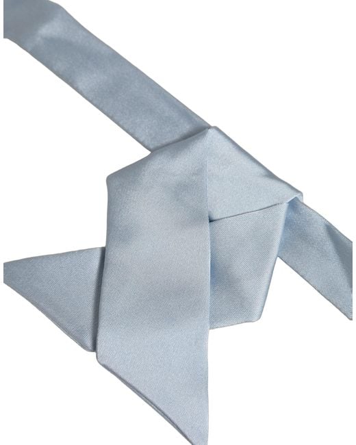 Dolce & Gabbana Men Light Blue Silk Adjustable Neck Papillon Bow Tie for men