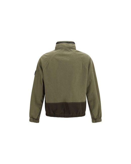 Stone Island Green Bicolor Cotton Shell Jacket for men