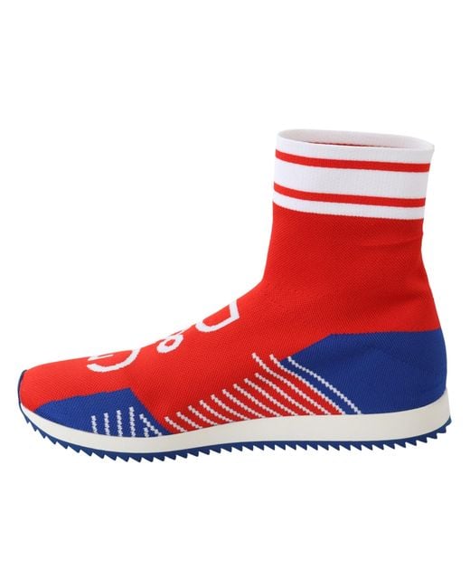 Dolce & Gabbana Red Sorrento Logo Sneakers Socks Shoes for men