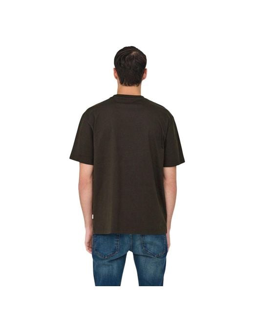 Only & Sons Black Brown Organic Cotton T for men