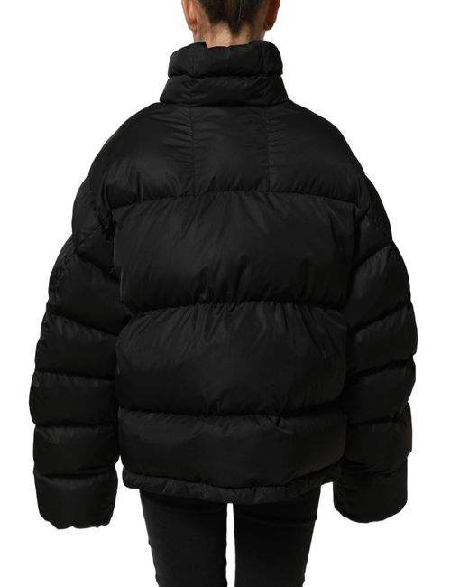 Dolce & Gabbana Black Dgvib3 Embroidered Padded Puffer Jacket Polyester Clothing