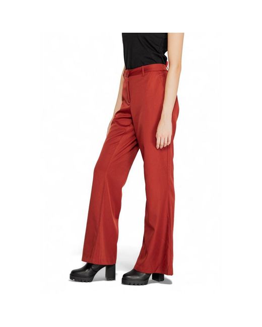 Vero Moda Red Polyester Flared Pants