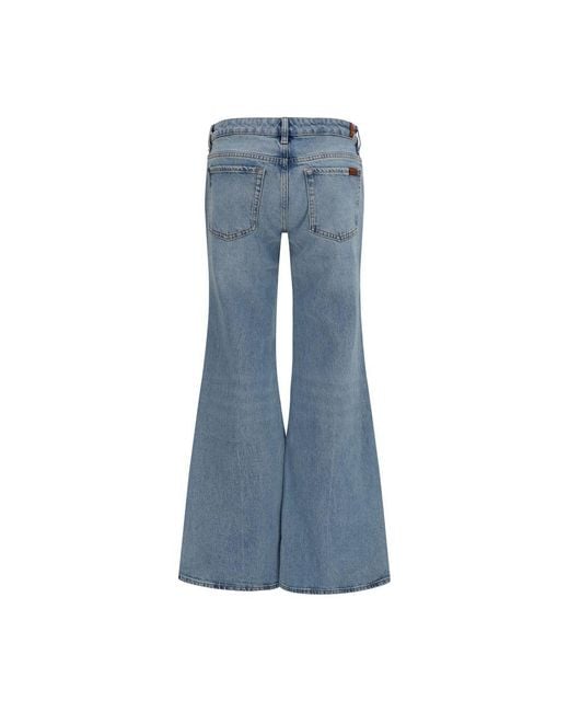 7FOR Blue Cotton Flared Jeans