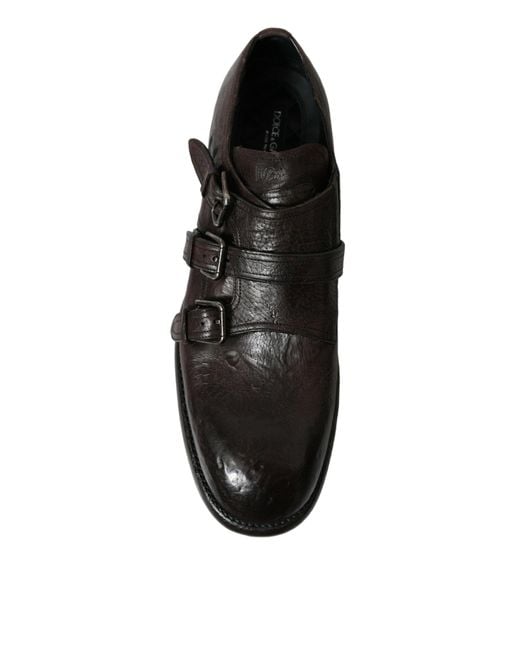 Dolce & Gabbana Black Brown Leather Strap Formal Dress Shoes for men