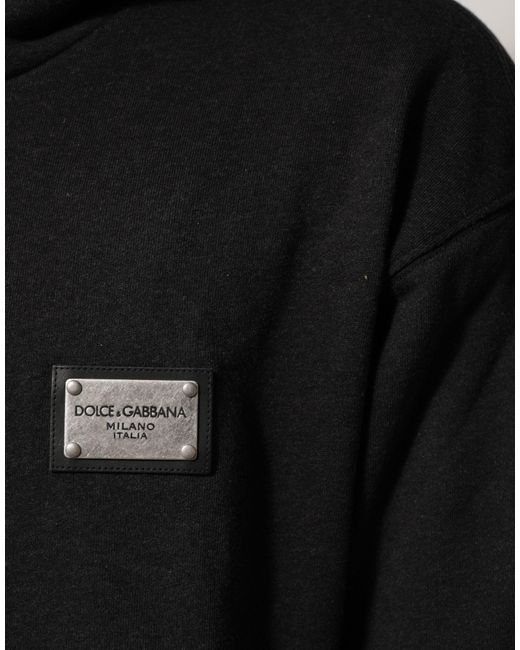 Dolce & Gabbana Black Logo Fullzip Hooded Sweatshirt Sweater Cotton Clothing for men