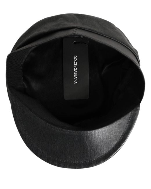 Dolce & Gabbana Black Cotton Gold Dg Chain Baker Boy Capello Hat