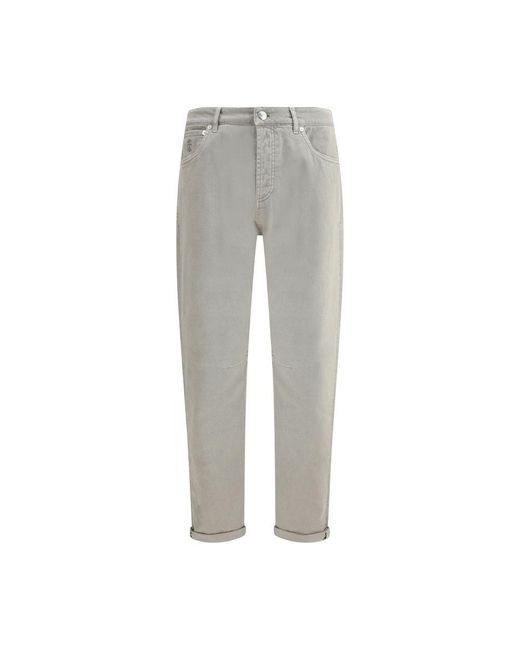 Brunello Cucinelli Gray Pants With Turn for men