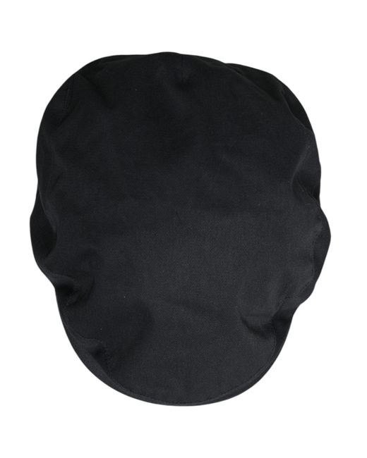 Dolce & Gabbana Black Cotton Newsboy Capello Cabbie Hat for men