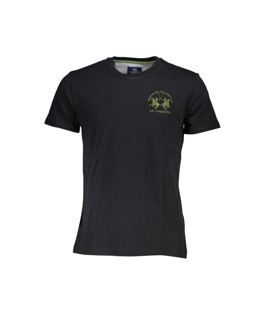 La Martina Black Cotton T-shirt for men