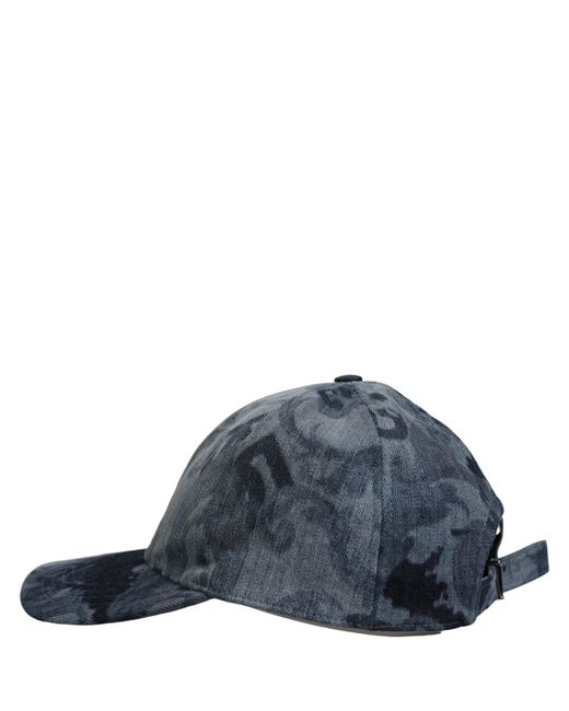 Dolce & Gabbana Men Blue All Over Logo Cotton Baseball Cap Hat for men
