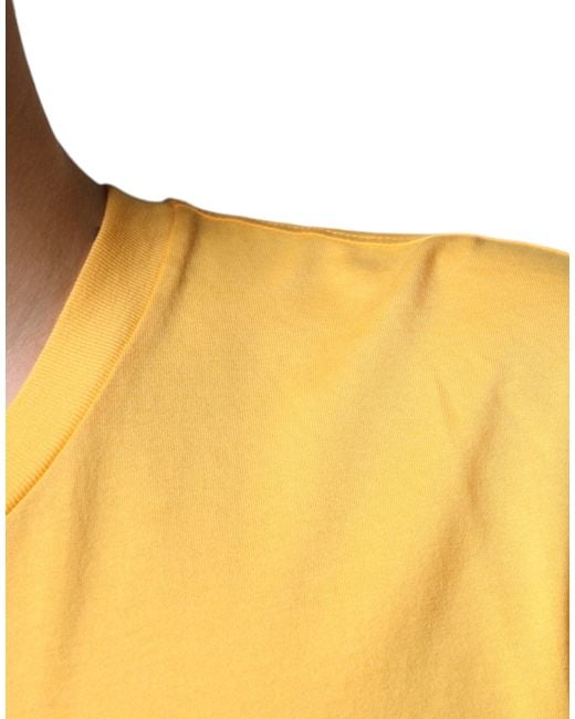 Dolce & Gabbana Yellow Secret Graden Floral Cotton Crew Neck T-Shirt for men
