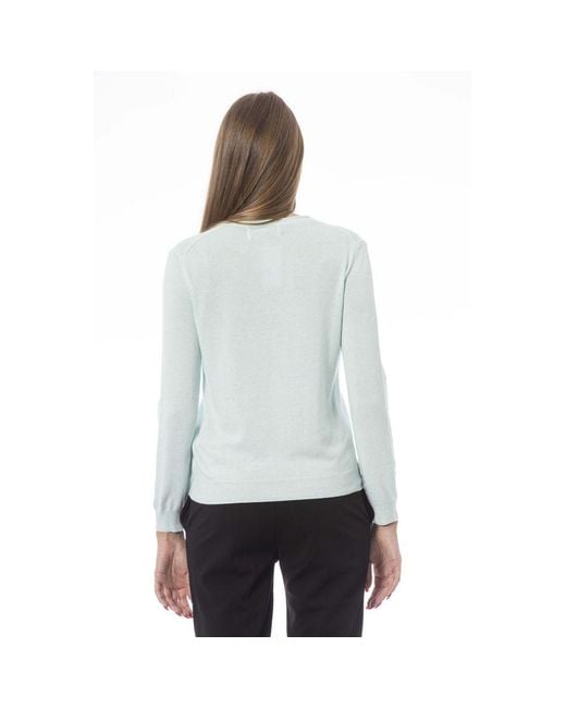 Baldinini White Light Blue Cashmere Sweater
