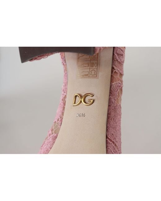 Dolce & Gabbana Pink Taormina Lace Crystal Pumps Pastel Shoes