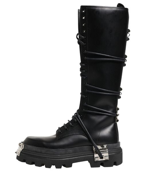 Dolce & Gabbana Black Lace-Up Boots for men