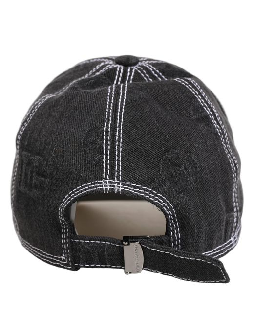 Dolce & Gabbana Gray Men Black Cotton 6 Panel Baseball Capello Hat for men
