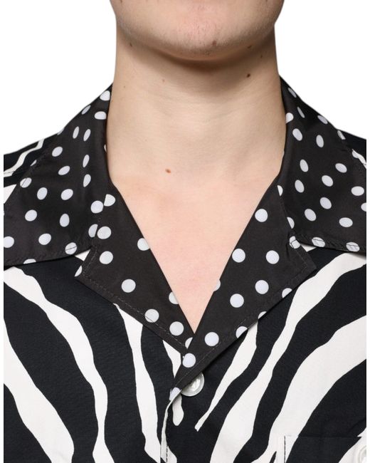 Dolce & Gabbana Black White Zebra Button Down Oversize Shirt for men