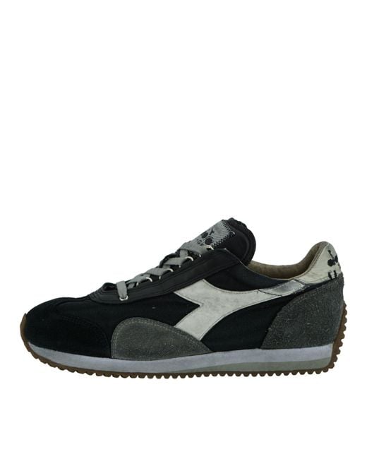 Diadora Black Equipe H Dirty Stone Leather Sneakers for men