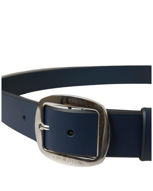 Dolce & Gabbana Blue Elegant Calf Leather Belt With Metal Buckle for men