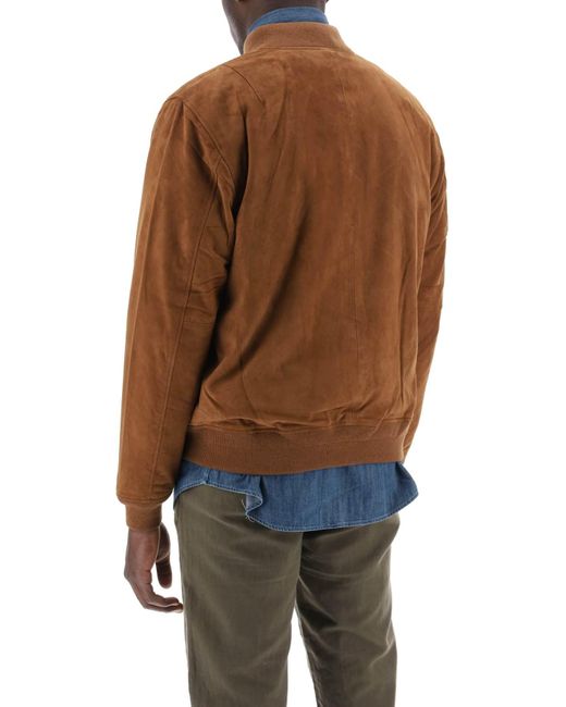 Polo Ralph Lauren Brown Suede Leather Bomber Jacket for men