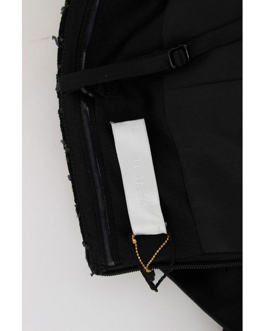 Masha Ma Black Strapless Embellished Pencil Dress