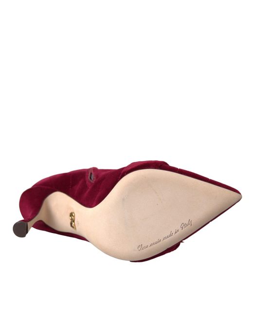 Dolce & Gabbana Red Dark Velvet Devotion Buckle Boots Shoes