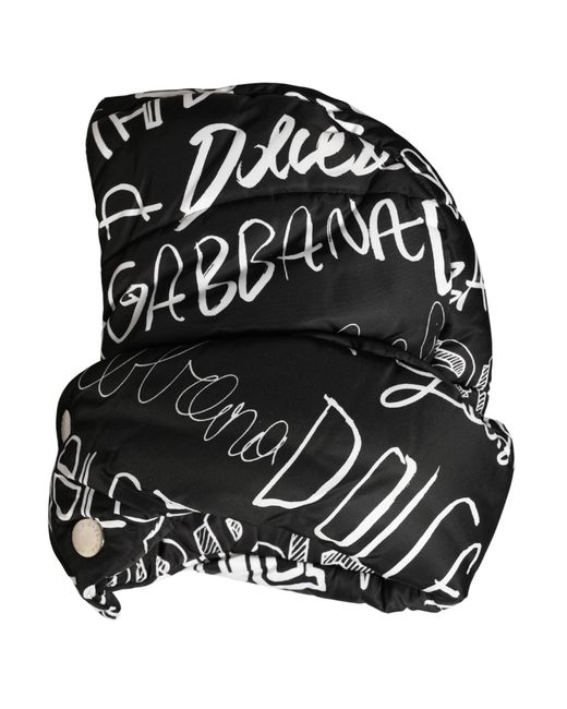 Dolce & Gabbana Black Logo Print Whole Head Wrap Capello Hat for men