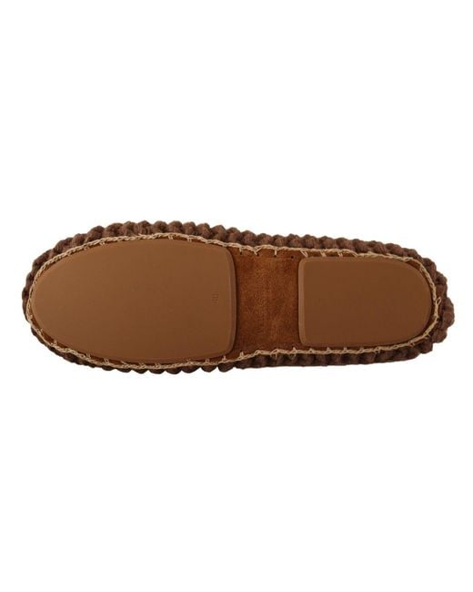 Dolce & Gabbana Brown Elegant Wool Knit Ballerina Flats