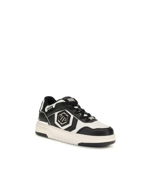 Philipp Plein Black Calf Leather Bos Taurus Athletic Sneakers for men