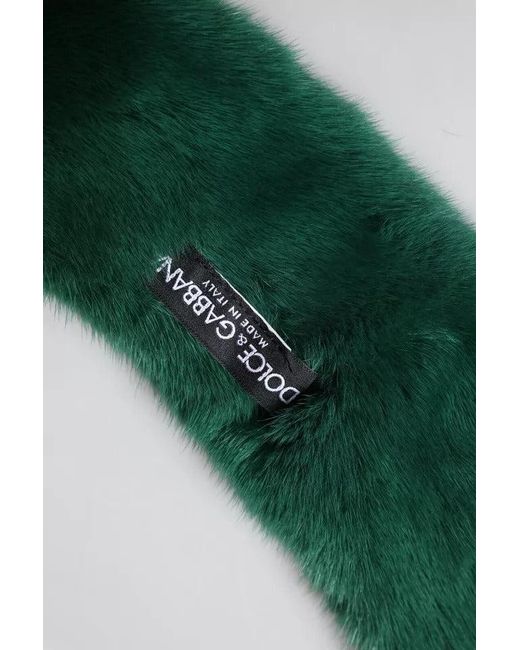 Dolce & Gabbana Green Mink Fur Collar Neck Wrap Scarf